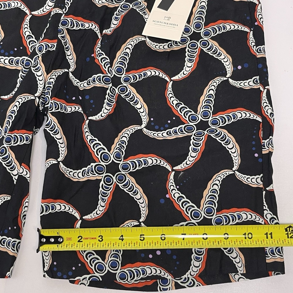 Scotch & Soda Mens 32 Black Blue Starfish AOP Linen Blend Chino Shorts Loose NEW - Picture 13 of 14